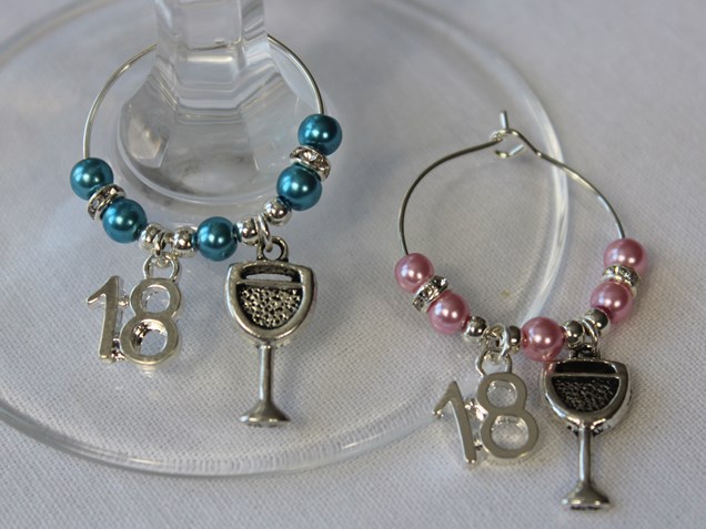 18th wine glass Charms
