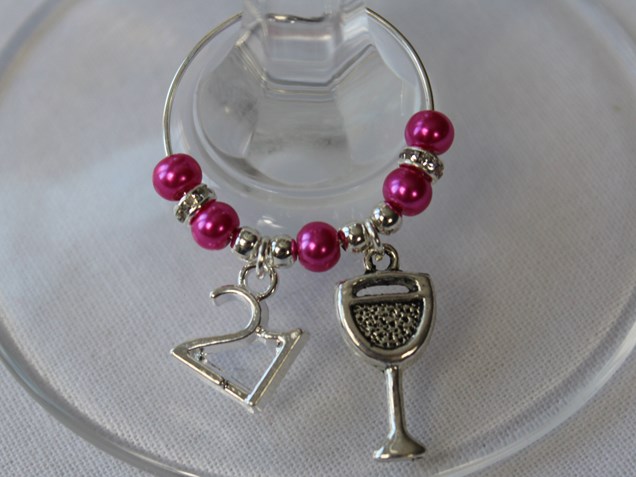 21st wine glass Charms - Hot pink