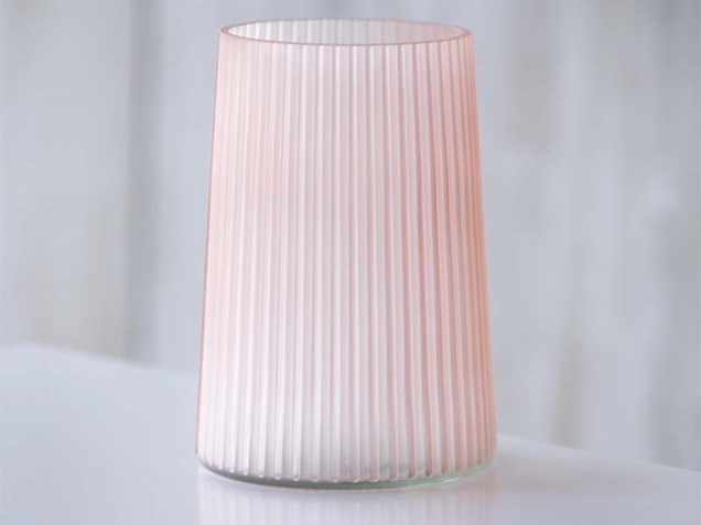  Ribbed Blush Pink Frosted Glass Vase image