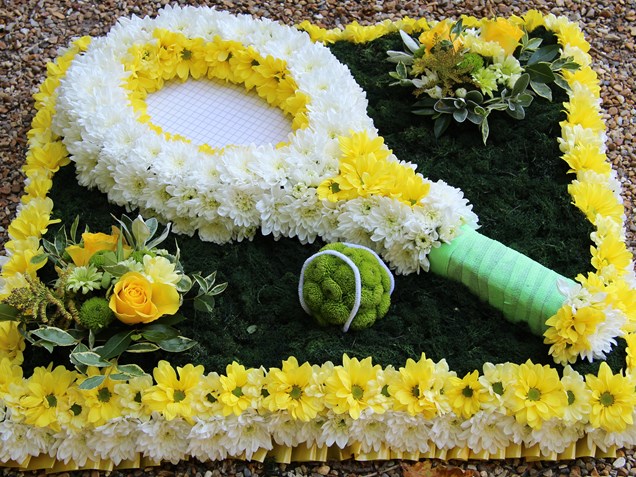 Tennis racket funeral tribute image