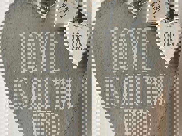 'Love is all you need' hanging sign image