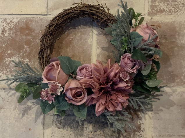 Artificial Spring half Wreath with Pink image