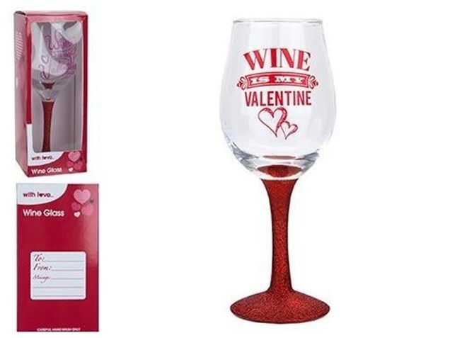 Valentines wine glass boxed image