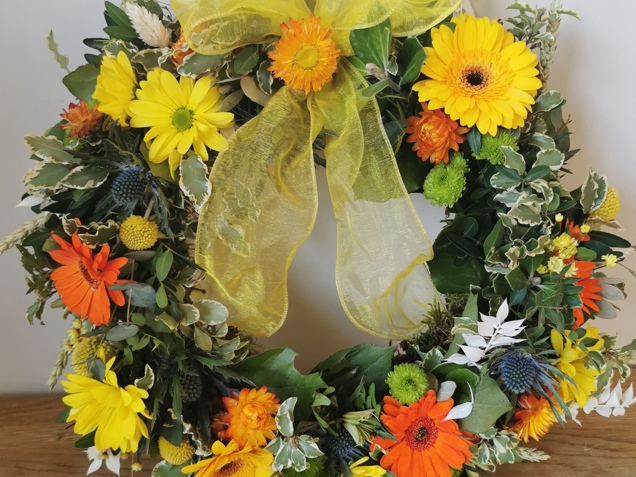 Spring/Easter fresh door wreath Floral with Yellows image