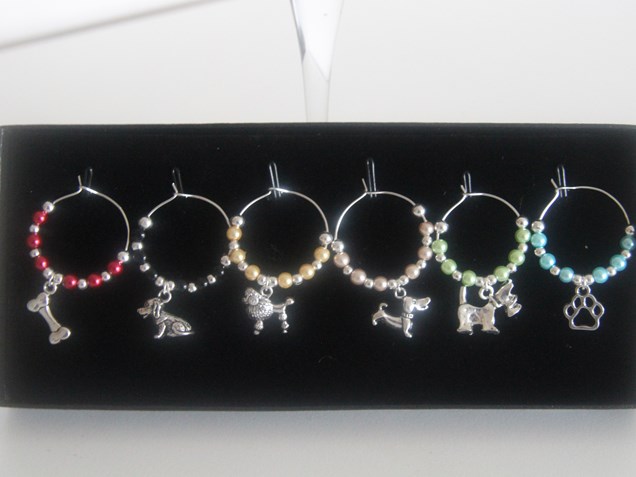 Dog lover wine glass charms  image